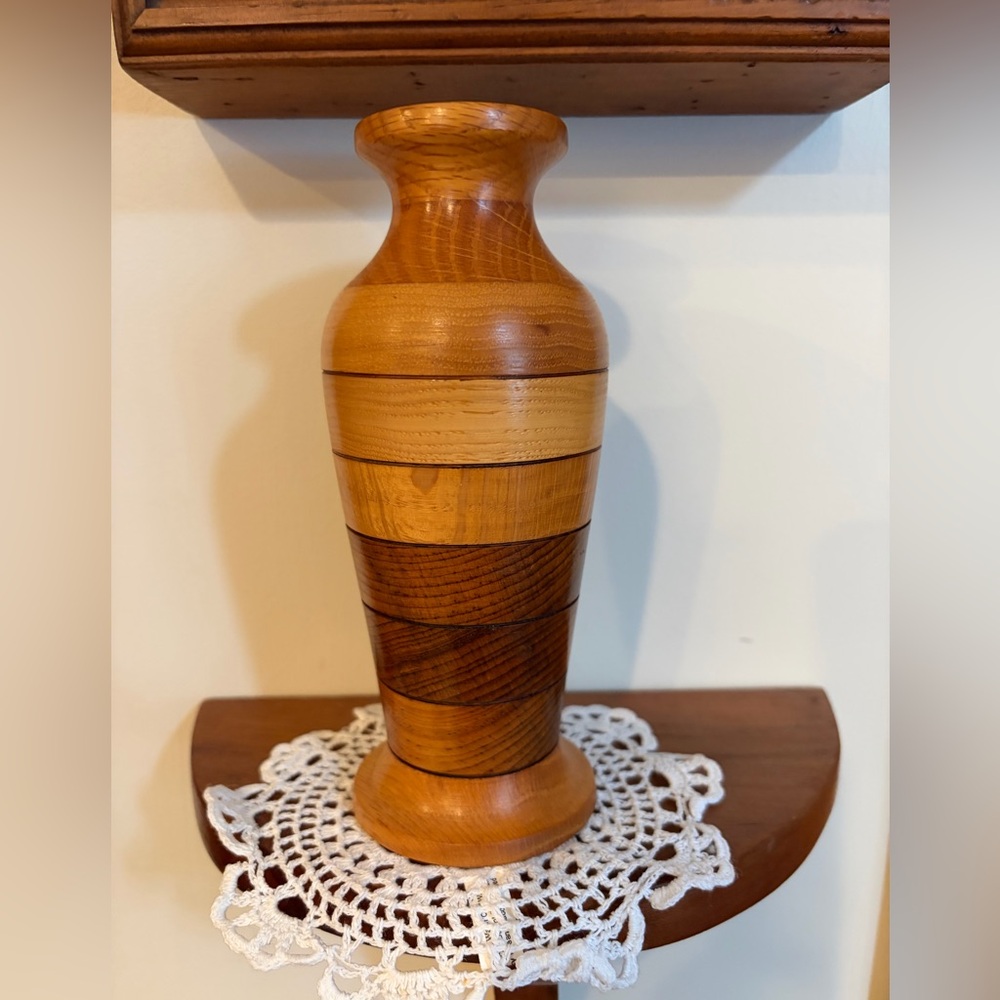 Elegant Wooden Vase - Brown and Tan